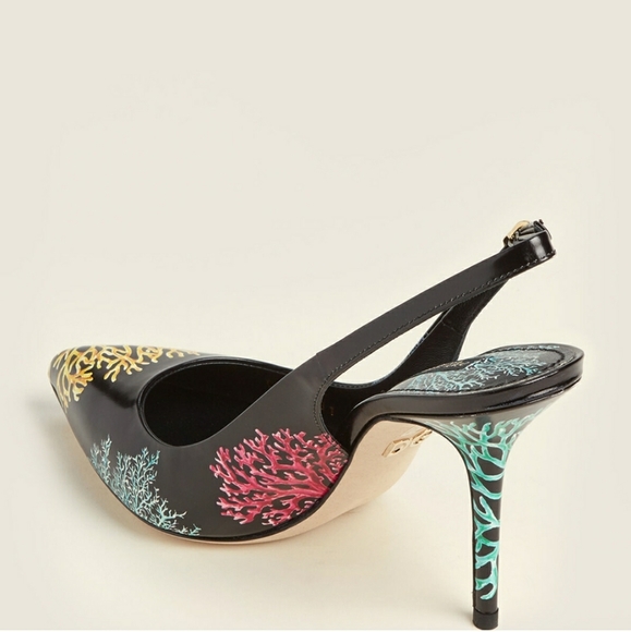 Dolce & Gabbana Black Coral Leather Slingback Pumps - Picture 3 of 10
